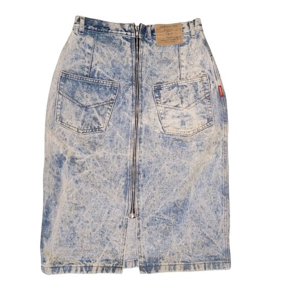 Vintage Jordache Acid Wash Denim High Waisted Skirt Size 6/8 Retro Jean Stone - Picture 2 of 9